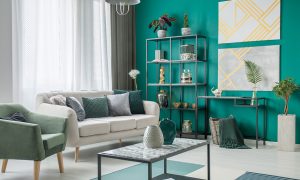 Inject home color ideas into your accessories. Add pops of vibrant hues with colorful vases, lamps, and picture frames.